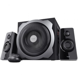 Trust Tytan 19019 - Altavoces 2.1 con Subwoofer de Madera, 120W Potencia Pico (60W RMS), Mando a Distancia Cableado, para PC, Laptop, TV, Música, Películas y Juegos